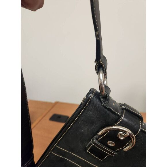 Coach Classic Signature Monogram Purse Handbag FO5M-3577 Black Jacquard canvas a - Picture 9 of 14